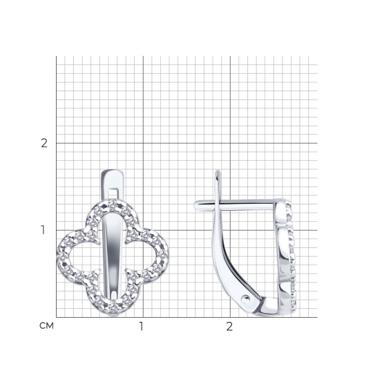 Серьги из серебра с фианитами