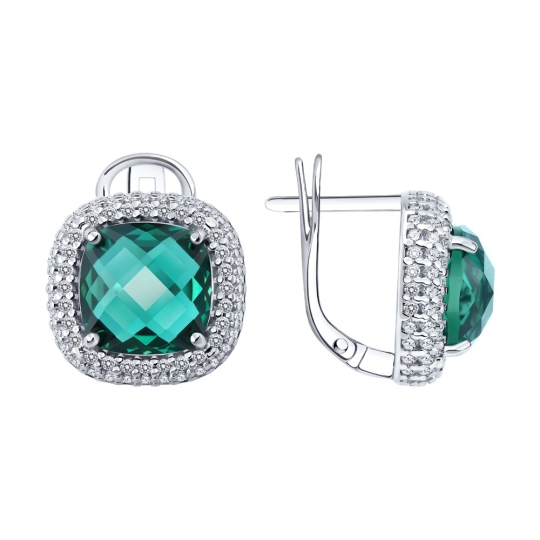 Серьги из серебра с фианитами