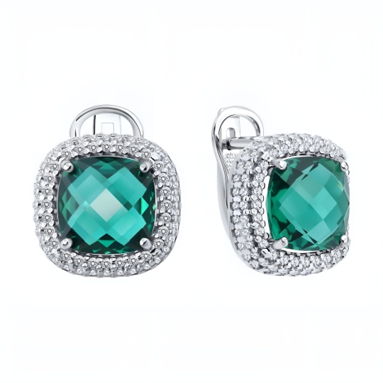 Серьги из серебра с фианитами