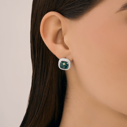 Серьги из серебра с фианитами