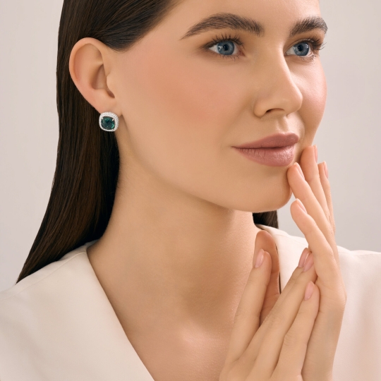 Серьги из серебра с фианитами