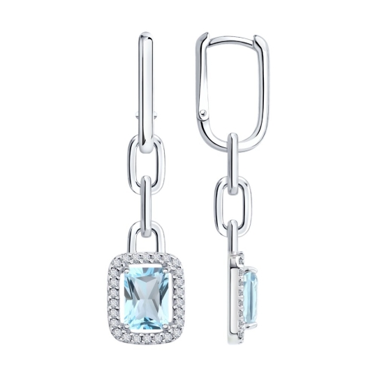 Серьги из серебра с фианитами "Лев"