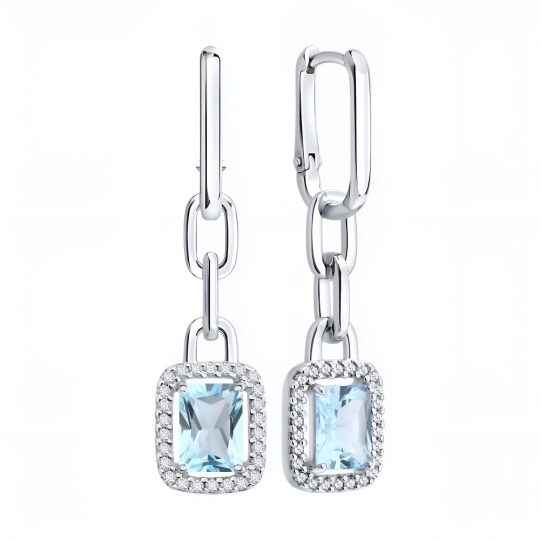 Серьги из серебра с фианитами "Лев"