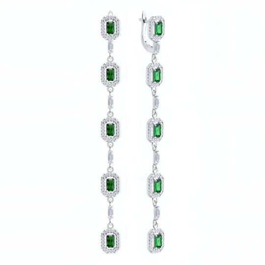 Серьги из серебра с фианитами