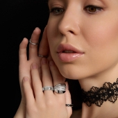 Кольцо из серебра с фианитами