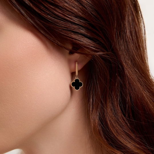 Серьги из золота с ониксами