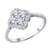 Кольцо из белого золота с выращенными бриллиантами