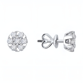 Серьги из белого золота с выращенными бриллиантами и рубинами