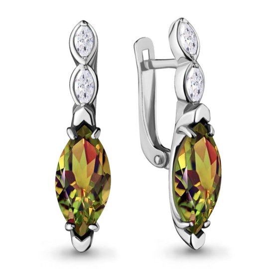 Серьги из серебра с агатами и фианитами