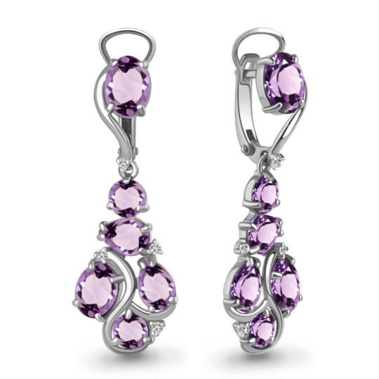 Серьги из серебра с фианитами