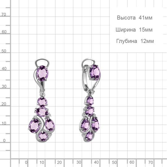 Серьги из серебра с фианитами