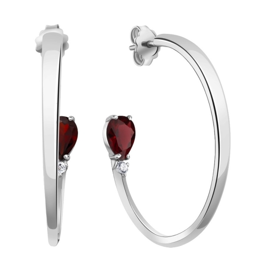 Серьги из серебра с агатами и фианитами