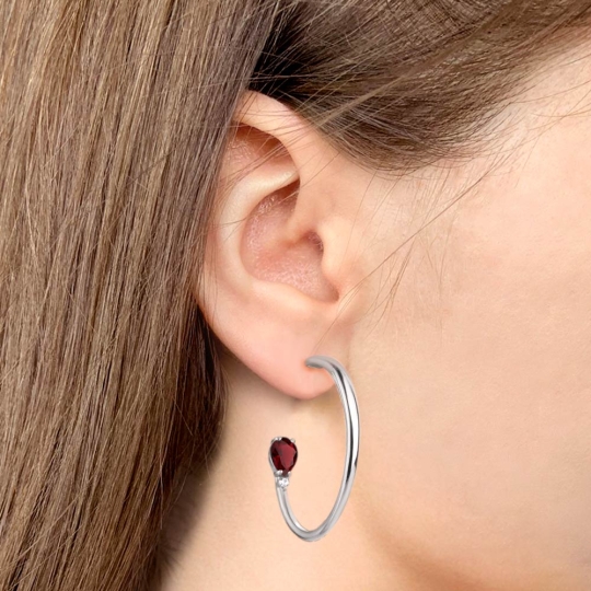 Серьги из серебра с агатами и фианитами