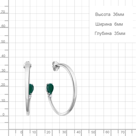 Серьги из серебра с фианитами
