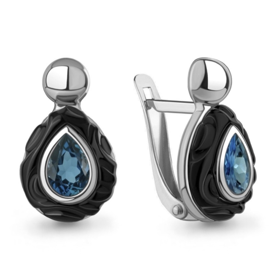 Серьги из серебра с позолотой и фианитами