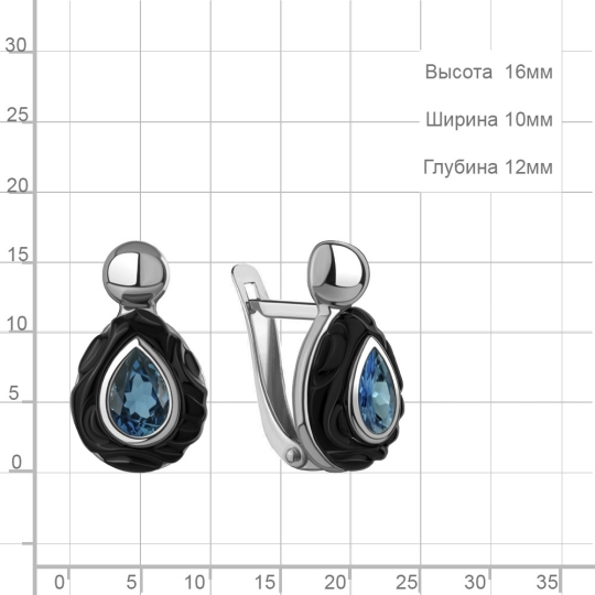 Серьги из серебра с позолотой и фианитами