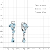 Серьги из серебра с топазами и фианитами