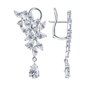 Серьги из серебра с фианитами