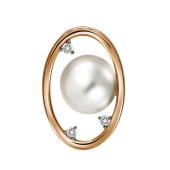 Подвеска из золота с жемчугом и фианитами