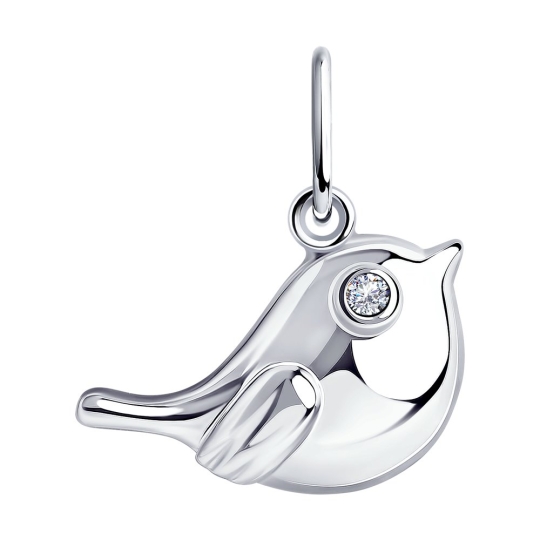 Подвеска из серебра с агатом и фианитами