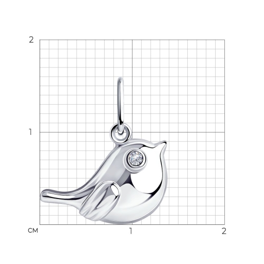 Подвеска из серебра с агатом и фианитами