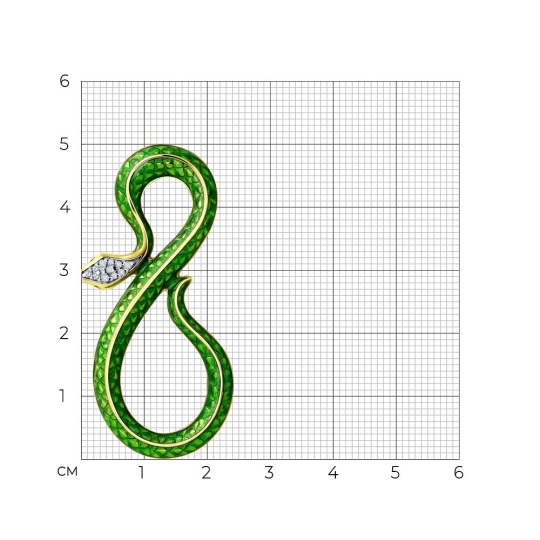 Брошь из серебра с позолотой, корундами, эмалью и фианитами Брошь из серебра с позолотой, корундами, эмалью и фианитами
