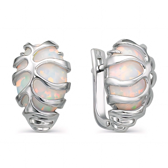 Серьги из серебра с фианитами