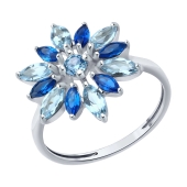 Кольцо из серебра с топазами и фианитами
