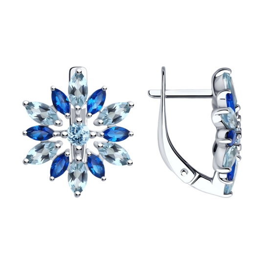 Кольцо из серебра с топазами и фианитами