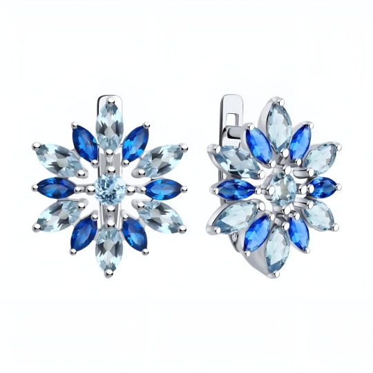 Кольцо из серебра с топазами и фианитами