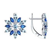 Серьги из серебра с топазами и фианитами