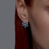 Серьги из серебра с топазами и фианитами