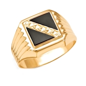 Кольцо-печатка из золота с фианитами