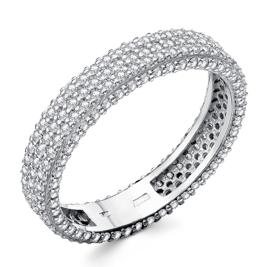 Кольцо из серебра с горным хрусталем цвета параиба и фианитами Кольцо из серебра с горным хрусталем цвета параиба и фианитами