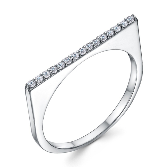 Кольцо из серебра с янтарем и фианитами