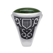 Кольцо из серебра с чернением и нефритом