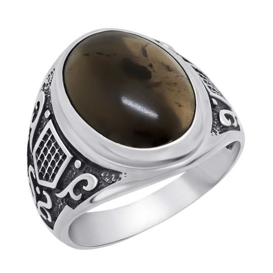 Кольцо из серебра с кварцем и фианитами Кольцо из серебра с кварцем и фианитами