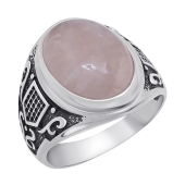 Кольцо из серебра с чернением и кварцем