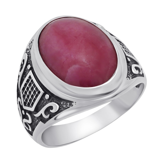 Кольцо из серебра с ювелирным кристаллом лунный оникс Кольцо из серебра с ювелирным кристаллом лунный оникс