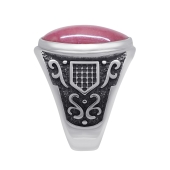 Кольцо из серебра с чернением и родонитом