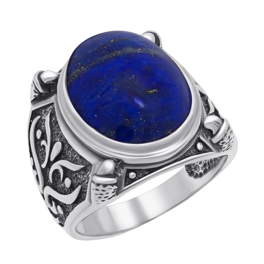 Кольцо из серебра с чернением и родонитом