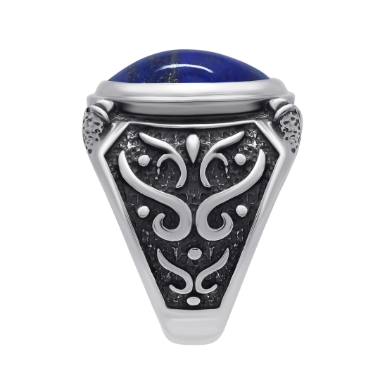 Кольцо из серебра с чернением и родонитом