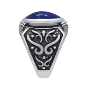 Кольцо из серебра с чернением и лазуритом