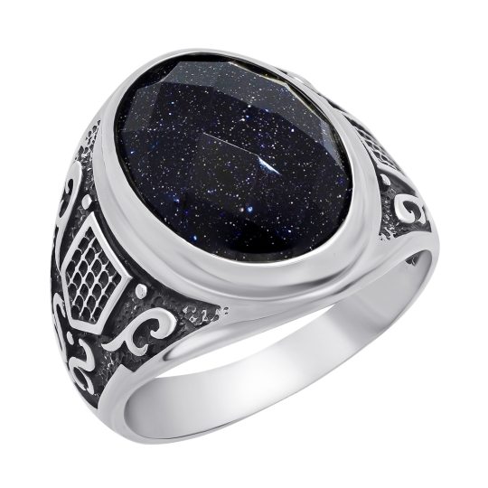 Кольцо из серебра с чернением и кварцем Кольцо из серебра с чернением и кварцем