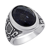 Кольцо из серебра с чернением и авантюрином