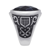 Кольцо из серебра с чернением и авантюрином