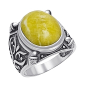 Кольцо из серебра с чернением и лизардитом