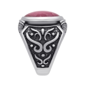 Кольцо из серебра с чернением и родонитом