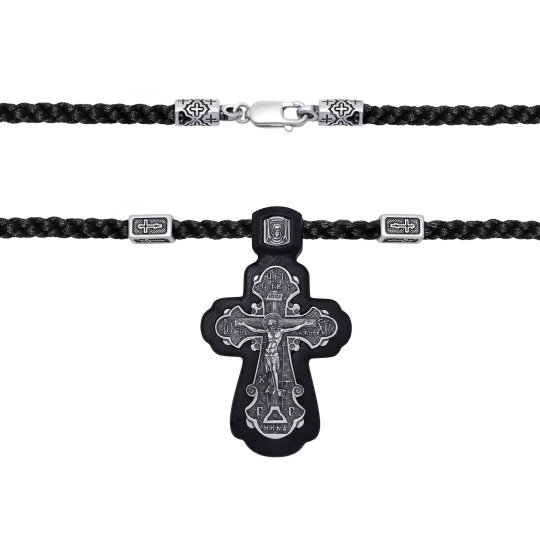 Подвеска-крест из серебра с чернением