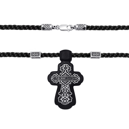 Подвеска-крест из серебра с чернением